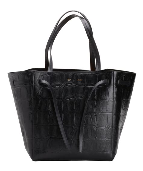 celine nubuck stamped crocodile small cabas phantom bag